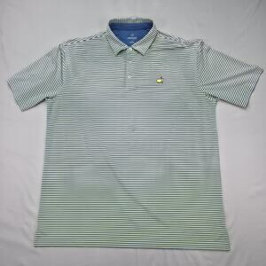 Masters Tech Mens XL Polo Augusta National Golf Blue Green Striped Performance